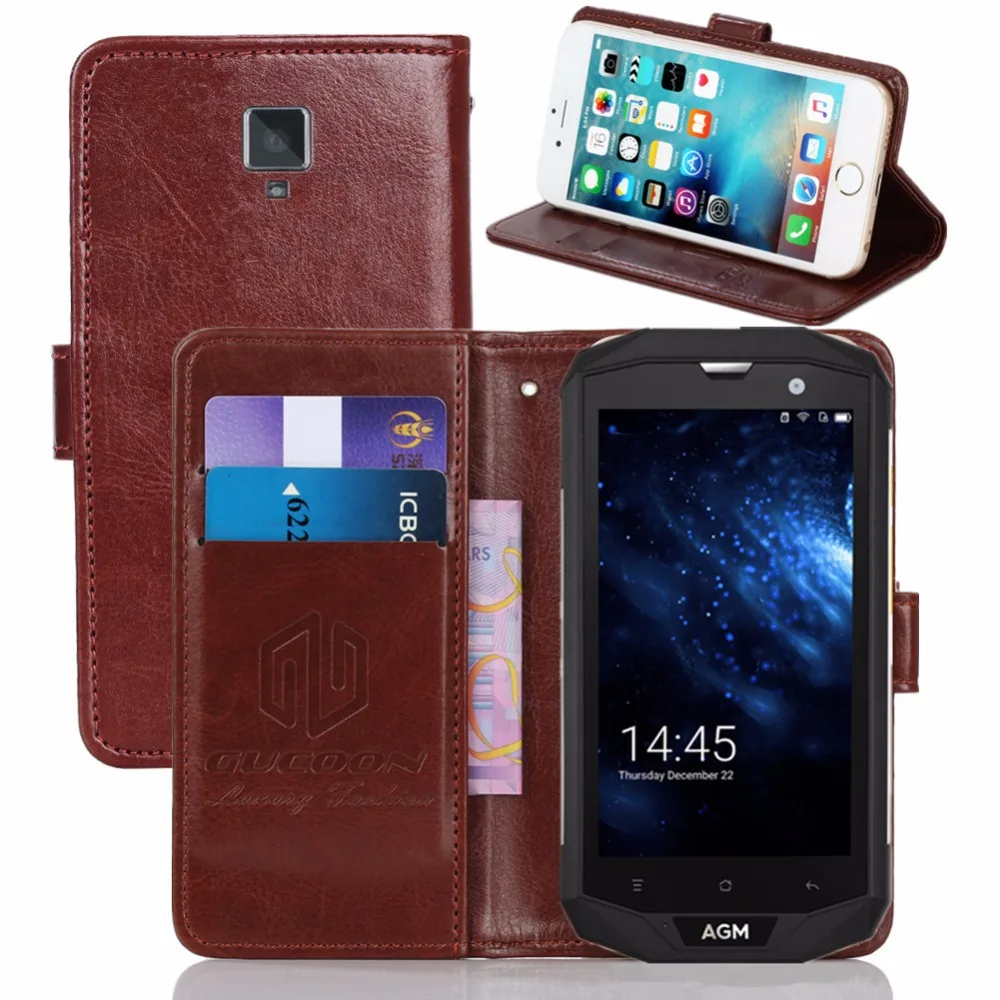 

GUCOON Vintage Wallet Case for AGM A8 SE 5.0inch PU Leather Retro Flip Cover Magnetic Fashion Cases Kickstand Strap