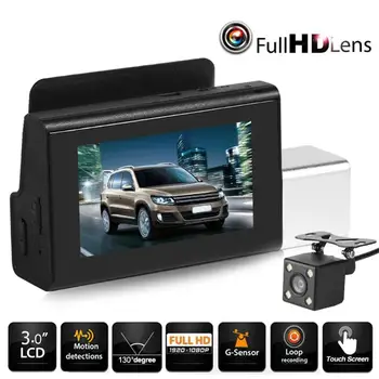 

3 inch USB ST3 Dash Cam DVR Car Camera FHD Dual Lens 1080p Rotatable 130 Degree Wide Angle Dashcam Mirror Video Recorder