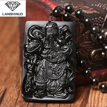 

Counter genuine wholesale supply natural Matte Black Obsidian Pendant Necklace and Guan evil transport accessories Made in China