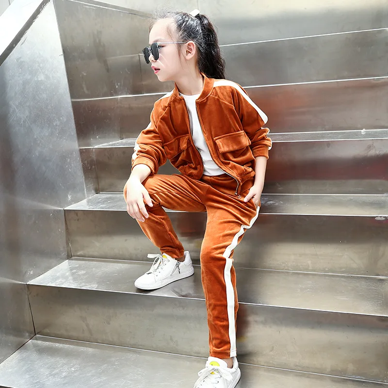 Girls Sports Suits For Kids Teens Autumn Wear 2017 Long Sleeve Zipper Jackets + Pant 2pcs Tracksuit Teenagers Baby Girl Clothing