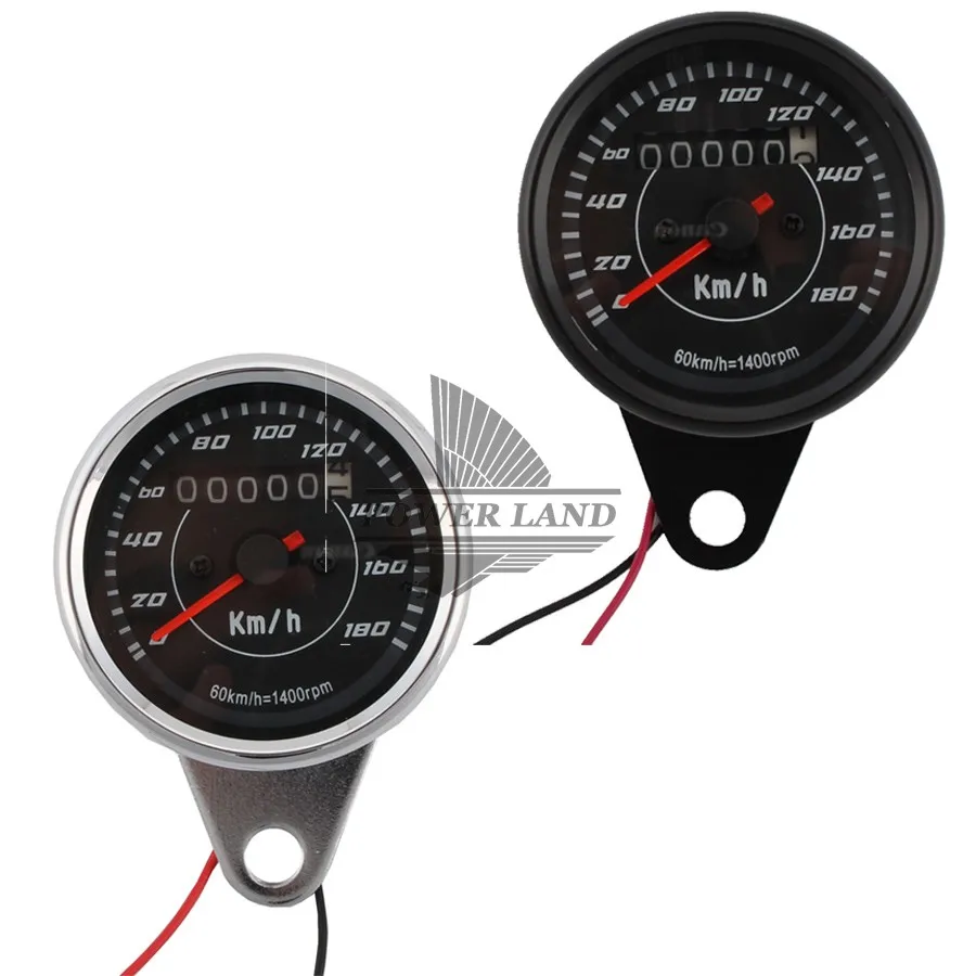 Black/Chrome Motorcycle 12V LED Backlight Tachometer Tacho Gauge Dual