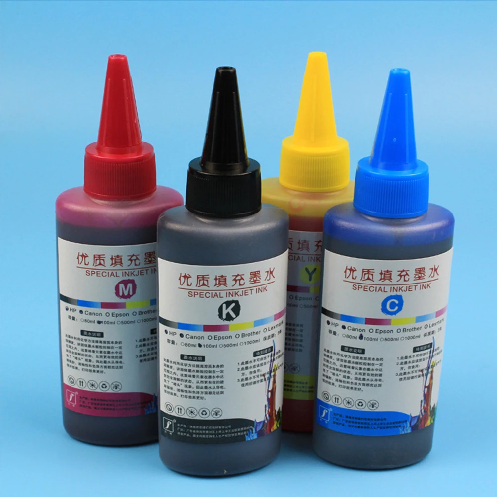 

4 Pcs 4 Color Universal 100ml Printer Supplies Accessaries Refill Ink Kit Printing Paper Practical Dye Graphics For Canon PG-245