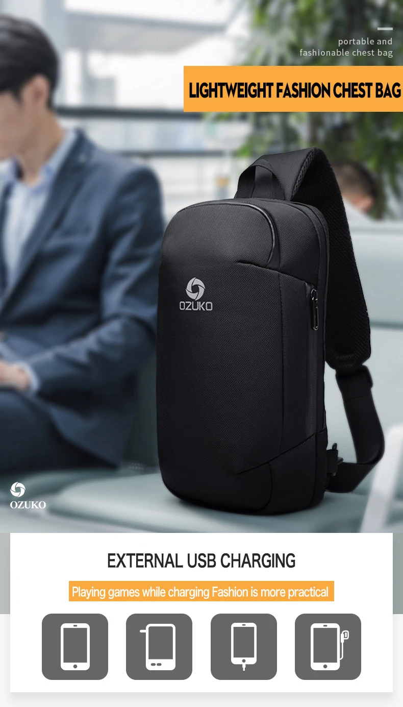 Novo anti-roubo saco de peito dos homens
