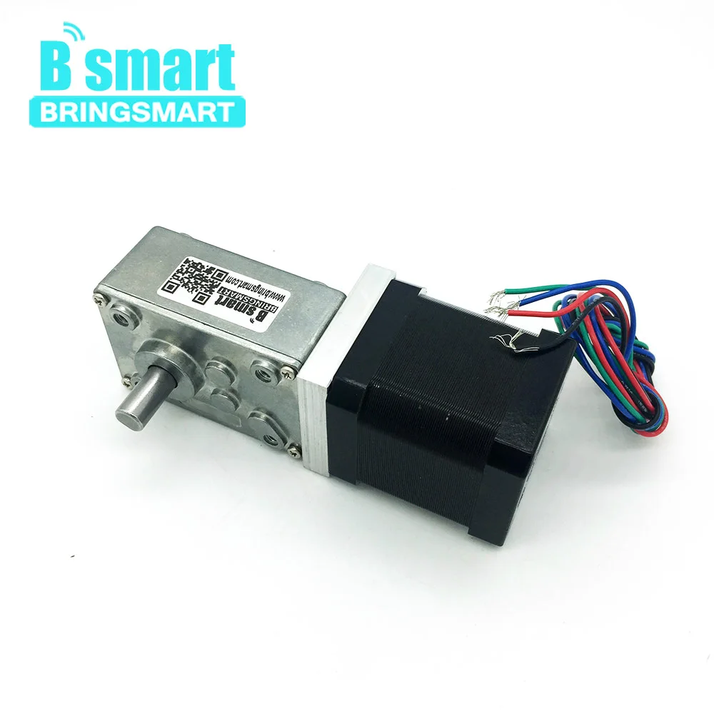 

BRINGSMART DC Worm Motor A58SW-42BY 12v 24v Stepper For Ratio 1:50 Self-lock Turbine Gearbox D Shaft Reduction Geared Motor