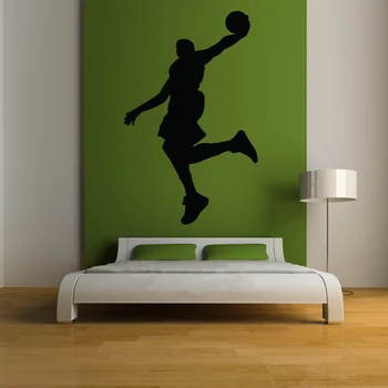

Black Wall Decal Basketball Dunk Silhouette For Bedroom Sticker Vinyl Stencil Mural Home Decor