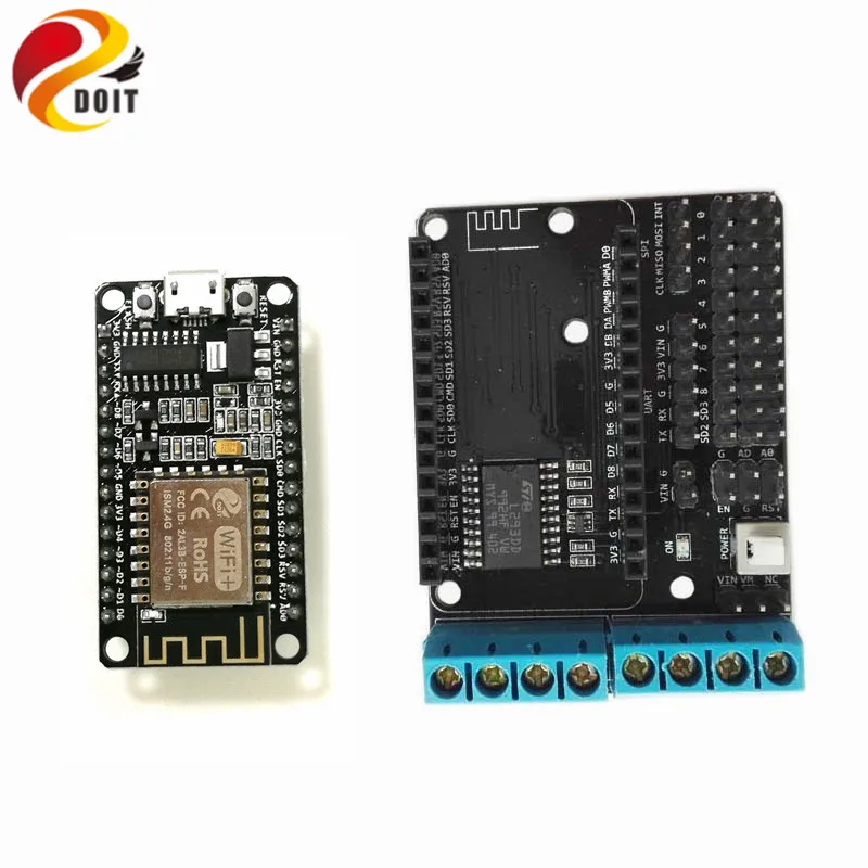 

DOIT RC Control Kit for Robot Tank Car Chassis from ESP8266 NodeMCU Development Kit with NodeMCU V3 Board+Motor Shield L293D