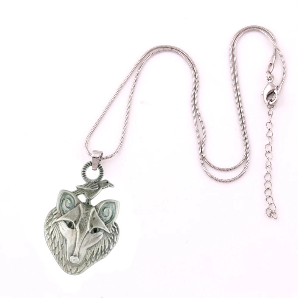 

Wolf with Raven Pendant on Cord Amulets Trinity Talismans Slavic Pendant Necklace