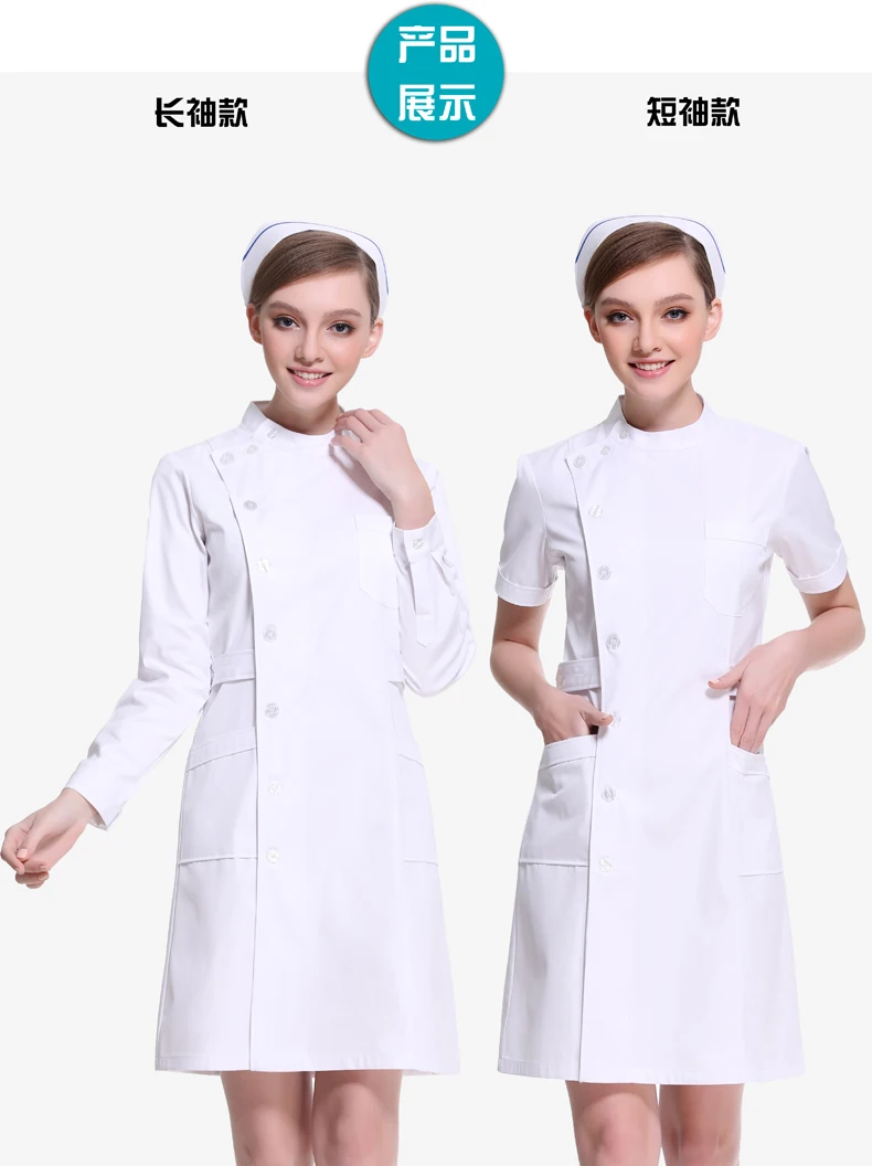 Beautiful Angel Nurses Long Sleeve Winter Women's White Big Skull Short Sleeve Partial Stand Collar Winter Wear Medical Workwear