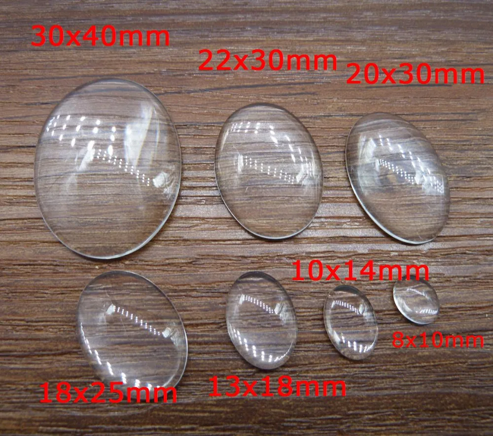 

50pcs Crystal Clear Glass Cabochons Transparent Flat Back Round Shape Glass Cabochons