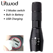 Z102017 Newest USB Flashlight 8000 Lumens X900 Flashlight LED XM-T6 Torch Zoomable Flash Light Lamp Lights For USB Charger