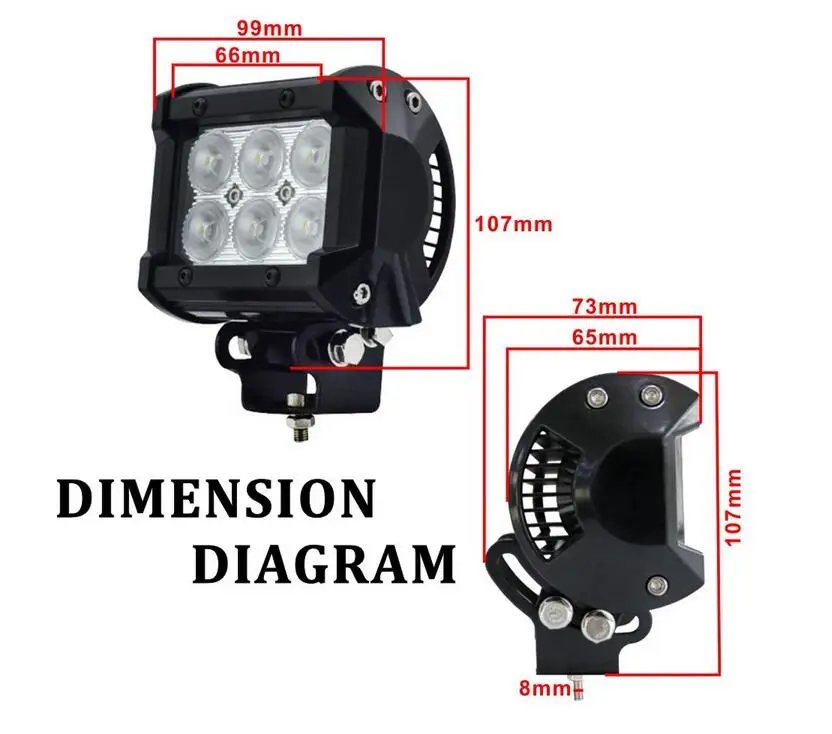 4 inch 18W LED Work Light font b Lamp b font for Motorcycle Tractor Boat Off