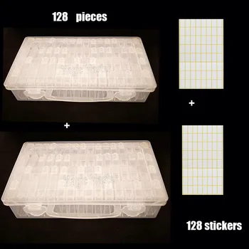 

128/64/24/10pcs diamond painting accessories tools Box Organizer Transparent Plastic Rhinestone Drill Mosaic Bead Storage Box