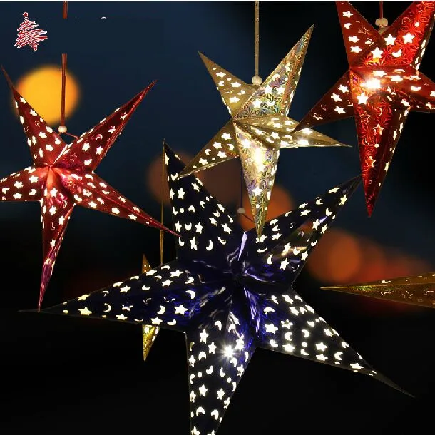 New Cardboard Stars Christmas Decorations For Home Indoor Gold New Cardboard Stars Christmas Decorations For Home Indoor Gold Silver Red Blue 30 110cm Hollow Birthday Party