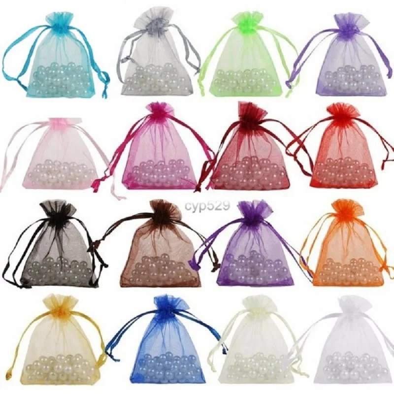 

100Pcs Organza Bags 7x9 9x12 10x15 13x18 17x23cm Jewelry Bags Packing Drawable Wedding Gift Bags Sachet Organza 5Z