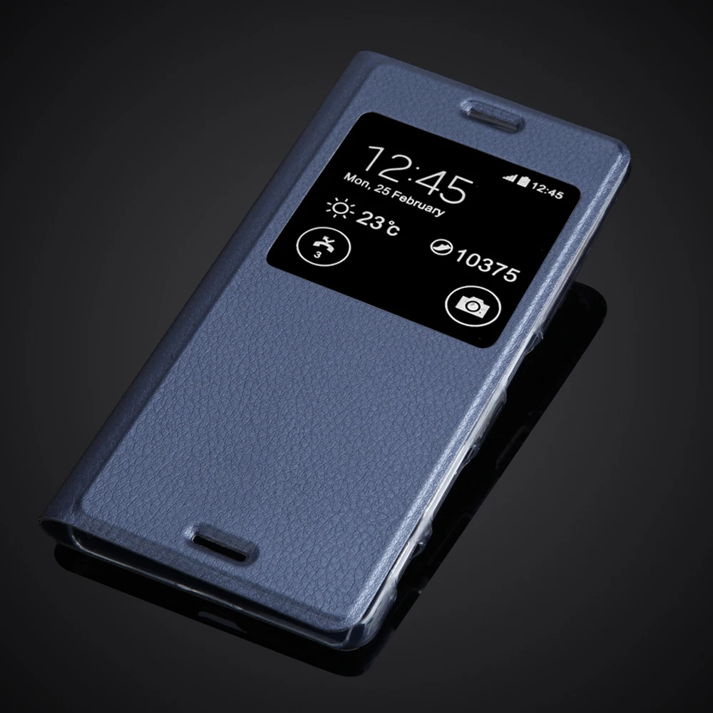 Роскошный чехол книжка из искусственной кожи с окошком для экрана телефона Xperia X