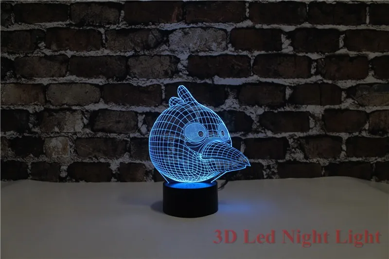 Санта подарок 3D LED Blue Ice Птица Декоративные Ночные светильники 7 цветов изменчива Творческий коробка птица Ночные светильники yjm-2842