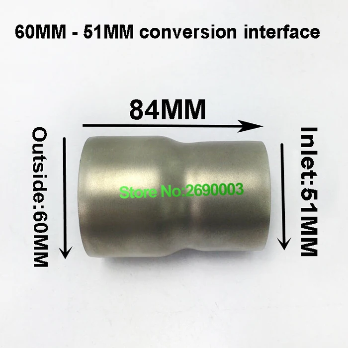 

Motorcycle exhaust pipe 60MM - 51MM conversion interface Stainless Steel Motorcycle exhaust pipe adapter