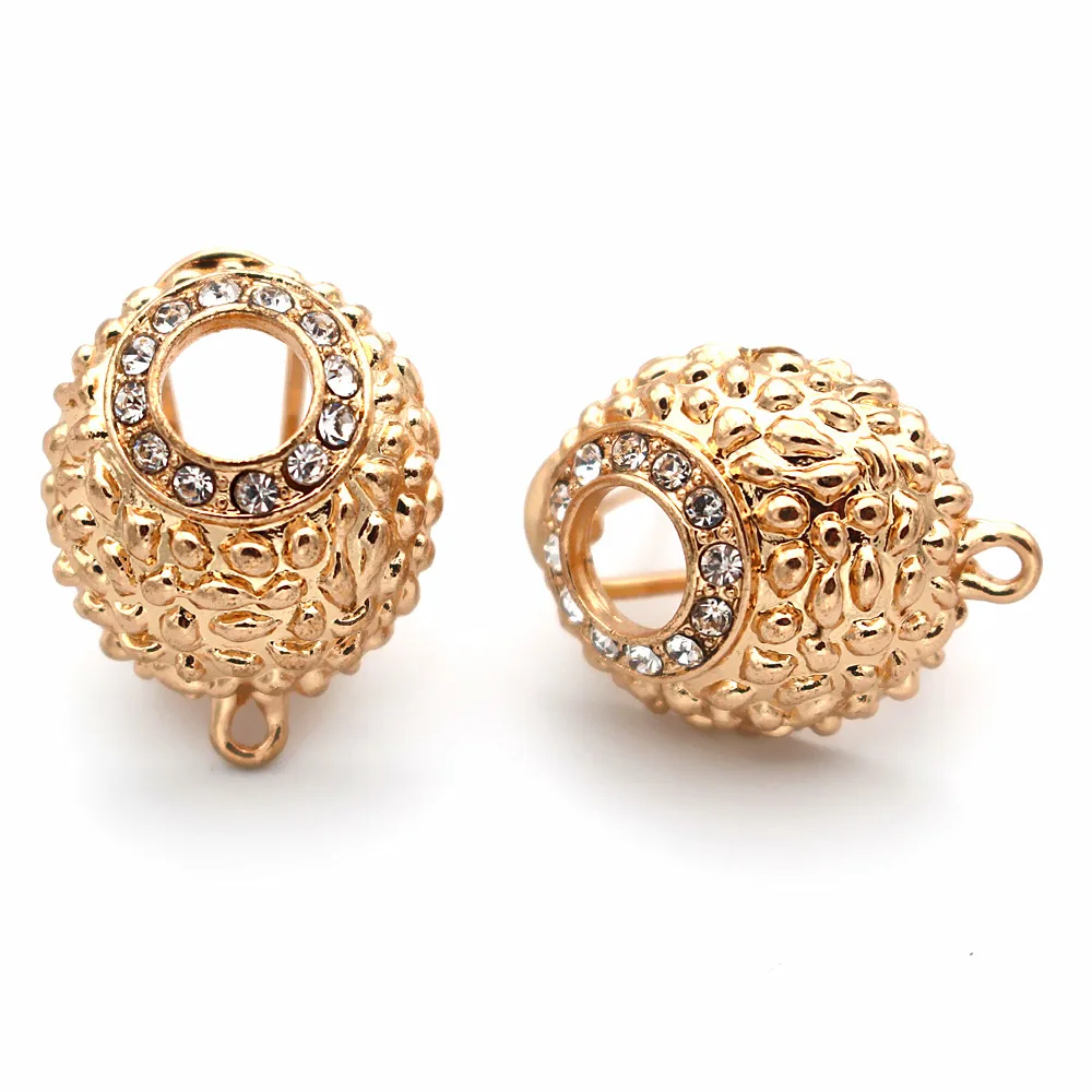 

Earrings Post with Loop Connector Paved Rhinestone Hollow Metal Chile African Women Wedding Earrings Findings DIY Jewelry Making