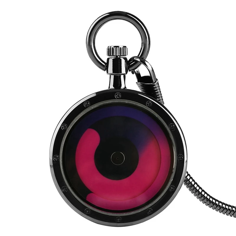 

Unique Swirl Turntable Quartz Snake Chain Pocket Watch Fashion Blue Purple Gradient Dial Creative Clock Top Gifts for Men Women