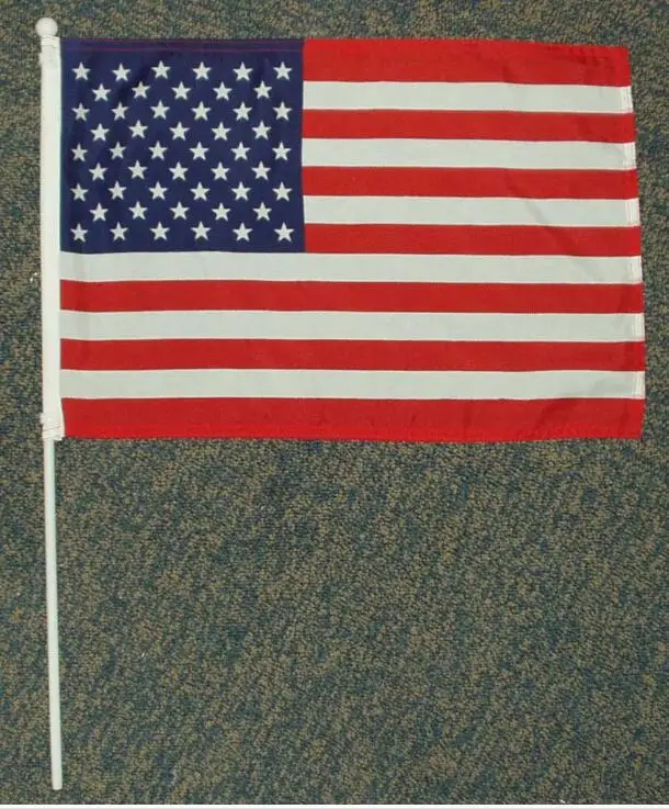 100 шт. 14*21 см Пластиковая Палочка американский флаг полиэстер материал флаг в американском стиле баннер Ensign