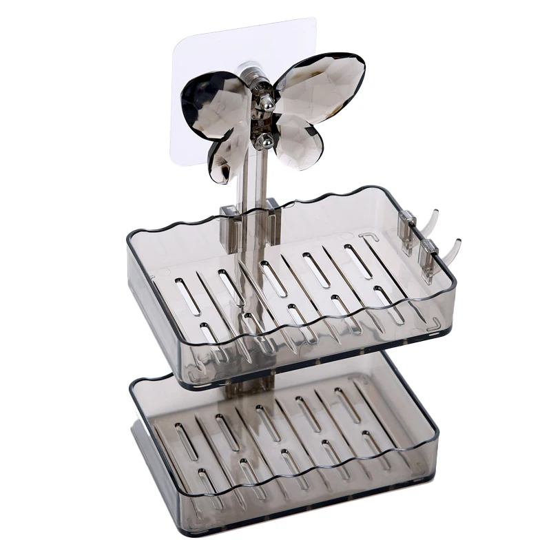 

1Pc Creative Double draining soap holder Non-slip soap boxTransparent Drain rack Shelf Rag hook for bathroom kitchen accessories