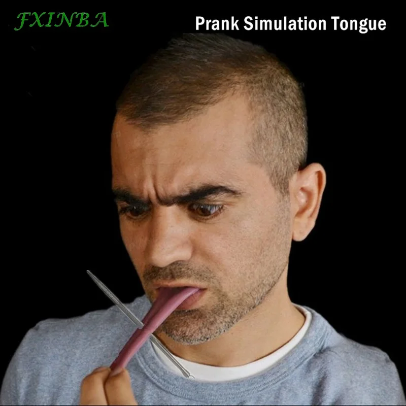 

FXINBA New Prank Simulated Tongue Funny Easy Close Up Magic Tricks Props Magician Fake Tongue Antistress Toys Halloween Horror