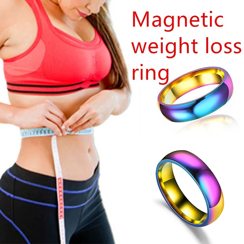 Jewelry Men Women Rainbow Colorful Lose Weight Ring Titanium Steel Wedding Band Ring  Size 16-23mm