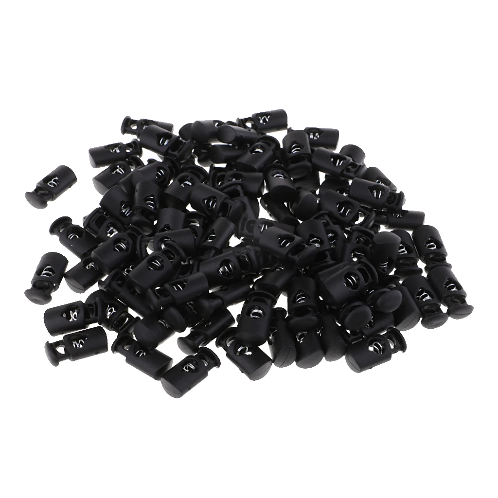 100 Pieces Plastic Paracord Cord Locks Clip Buckle Toggle 1 Hole Toggle Stoppers 20x10mm