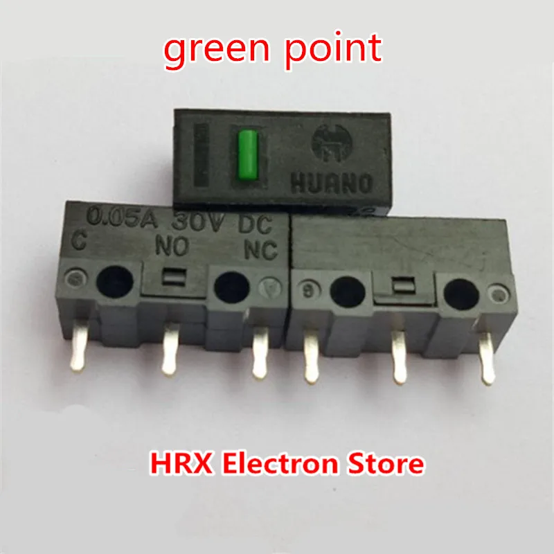 

10PCS/LOT HUANO mouse micro switch button life of 5 million silver contact green point