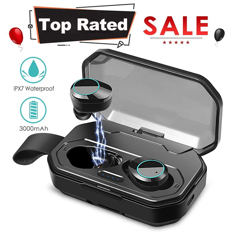 

Wireless Earbuds, Touch Control TWS Bluetooth 5.0 Stereo Hi-Fi Sound IPX7 Waterproof Earbuds with 3000mAh Charging Case