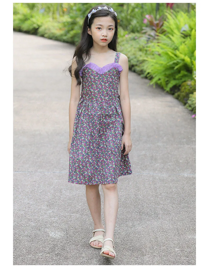 Teenage Girls Floral Printed Beach Dresses For Kids Summer 2019 Cotton Holiday Party Dress Clothes Children Knee Length Sundress (16).jpg