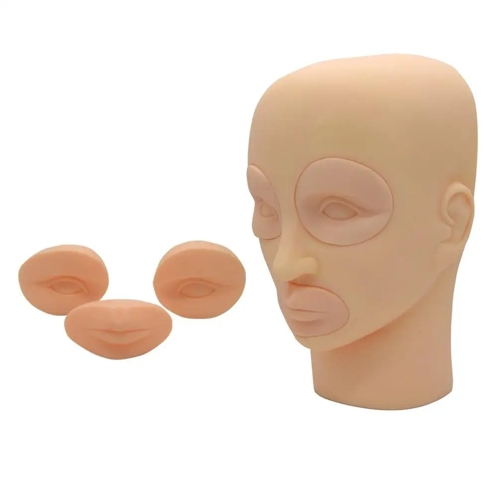 

Silicone Mannequin Flat Head Tattoo Eye Mouth Practice Makeup Eyelash Training