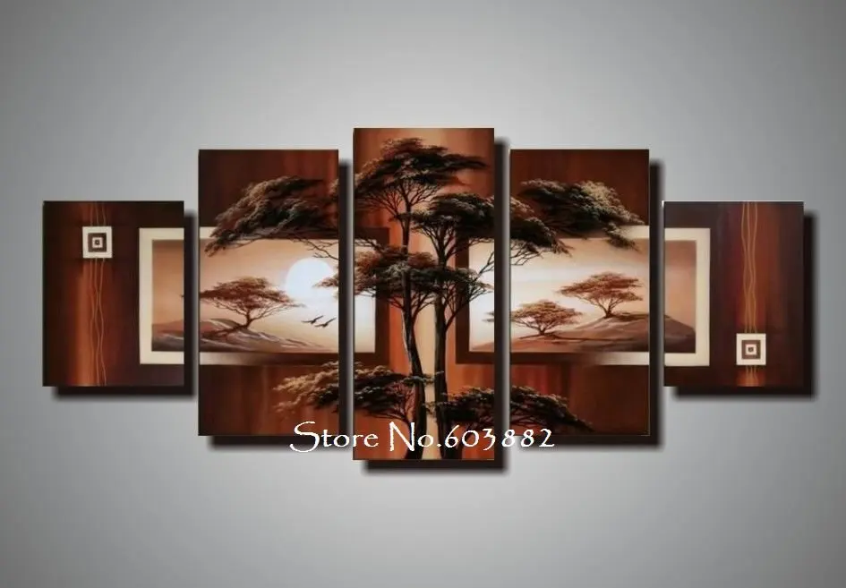 natural natural scenery 100 hand painted oil wall art 5 piece canvas