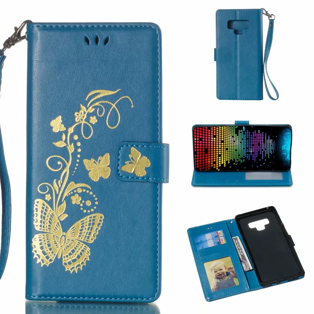

Luxury Embossing Butterfly PU Leather Case for Samsung Galaxy S6 S7 Edge S8 S9 Plus Note 9 8 5 Flip Wallet Cover Case Bags