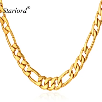 

Starlord Trendy Figaro Necklace For Men Jewelry Stainless Steel Gold Color Chains 5MM Fashion Jewelry Figaro Chain N1041K