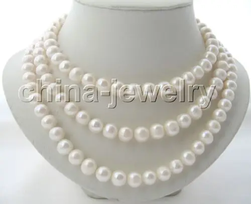 

FREE SHIPPING HOT sell new Style >>>> AA50"10mm natural white round freshwater pearl necklace