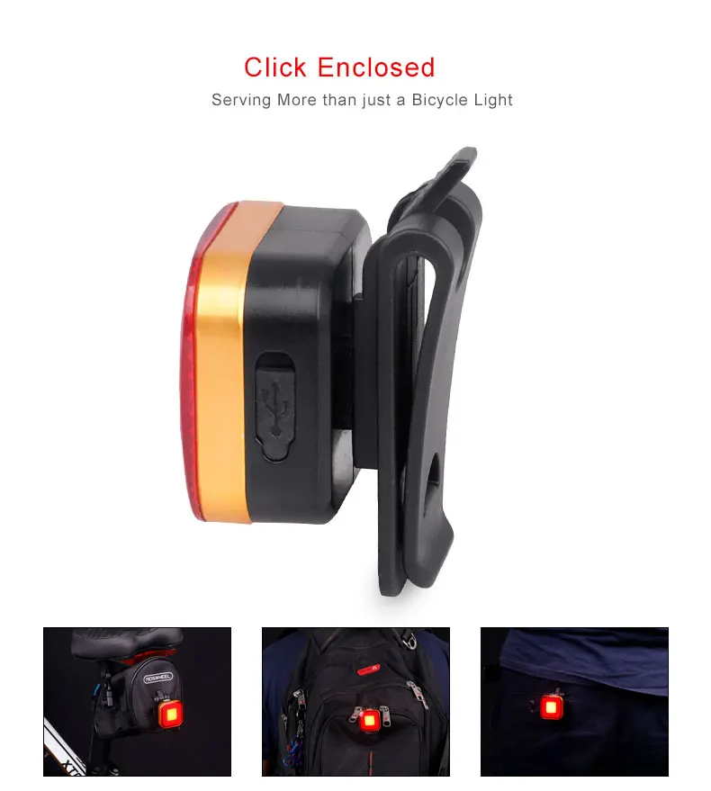 Bicycle Rear Lamp Aero Blade Round Seatpost Mount W/ Bag Clip Up to 50 Hours USB Charge LED COB Lantern Cycling Warning Light