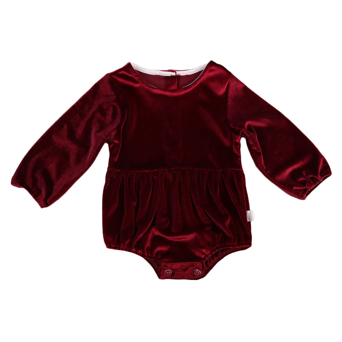 Бархатный комбинезон с длинными рукавами для новорожденных девочек; красный фланелевый комбинезон