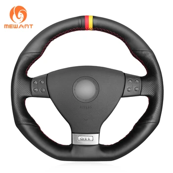 

MEWANT Black Genuine Hand Sew Comfortable Car Steering Wheel Cover for Volkswagen Golf 5 Mk5 GTI VW Golf 5 R32 Passat R GT
