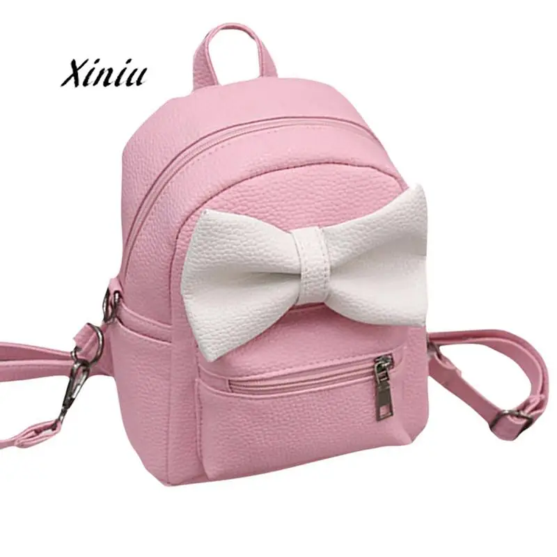 Women Backpacks Lovely Bowknot Shape Leather Shoulder School Bag Designer Backpack Girls Travel