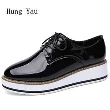 Женская обувь; повседневные туфли-оксфорды на плоской подошве; кожаные женские туфли на платформе для прогулок; коллекция года; сезон весна; модные удобные туфли на низком каблуке со шнуровкой