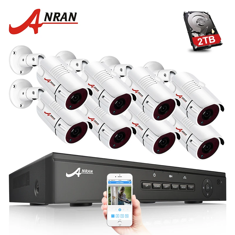 ANRAN P2P Plug and Play 1080P HD 8 каналов POE NVR 36 IR для повседневной носки улицы