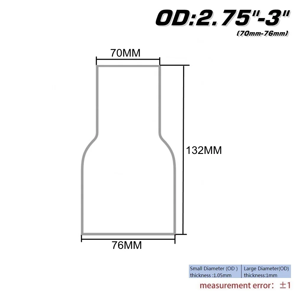 OD: " 2,25" 2,7" 3" 3," нержавеющая коническая Стандартный редуктор коннектор трубы AF-BJ - Цвет: OD 70-76MM