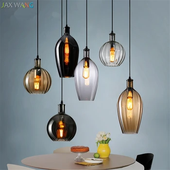 

Modern Restaurant Bar Pendant Lights for Dining Room Kitchen Cafe Retro Glass Single-head Luster Vintage Hanging Lamps Fixture