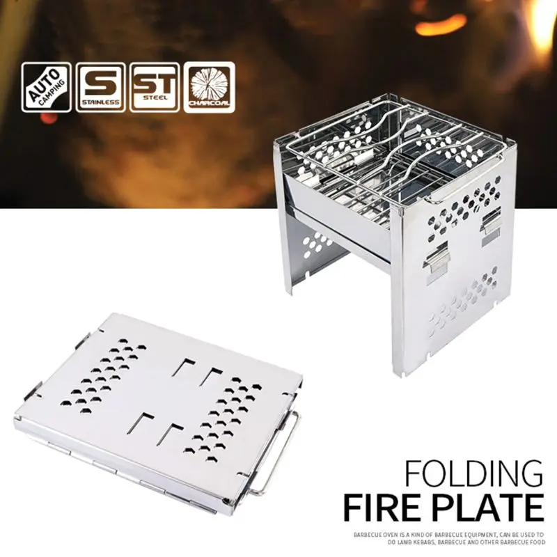 

Portable Stainless Steel BBQ Barbecue Grill Folding Charcoal Accessories for Outdoor Camping Patio Stove