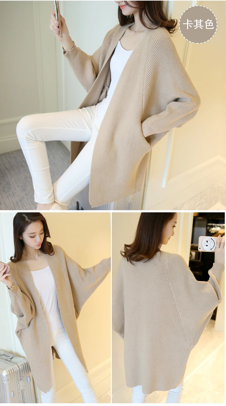 Women Long Cardigans Autumn Winter Stitch Poncho Knitting Sweater Female Over sized Shawl Cape Jacket Coat Trench Parkas