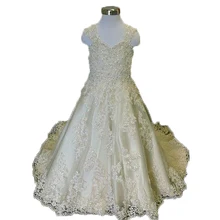 Gorgeous Little Bride Girls Dresses Elegant Formal Kids Evening Gown Applique Wedding Party Tulle Lace Flower Girl Dresses Ivory green little girls dresses ankle length satin tulle ball gown kids wedding party dresses flower girls dresses
