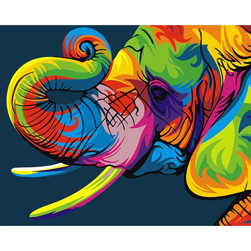 

Auspicious Colorful Elephant Abstract Diy Digital Oil Painting By Numbers Modern Wall Art Picture For Home Decor Cartoon Animals
