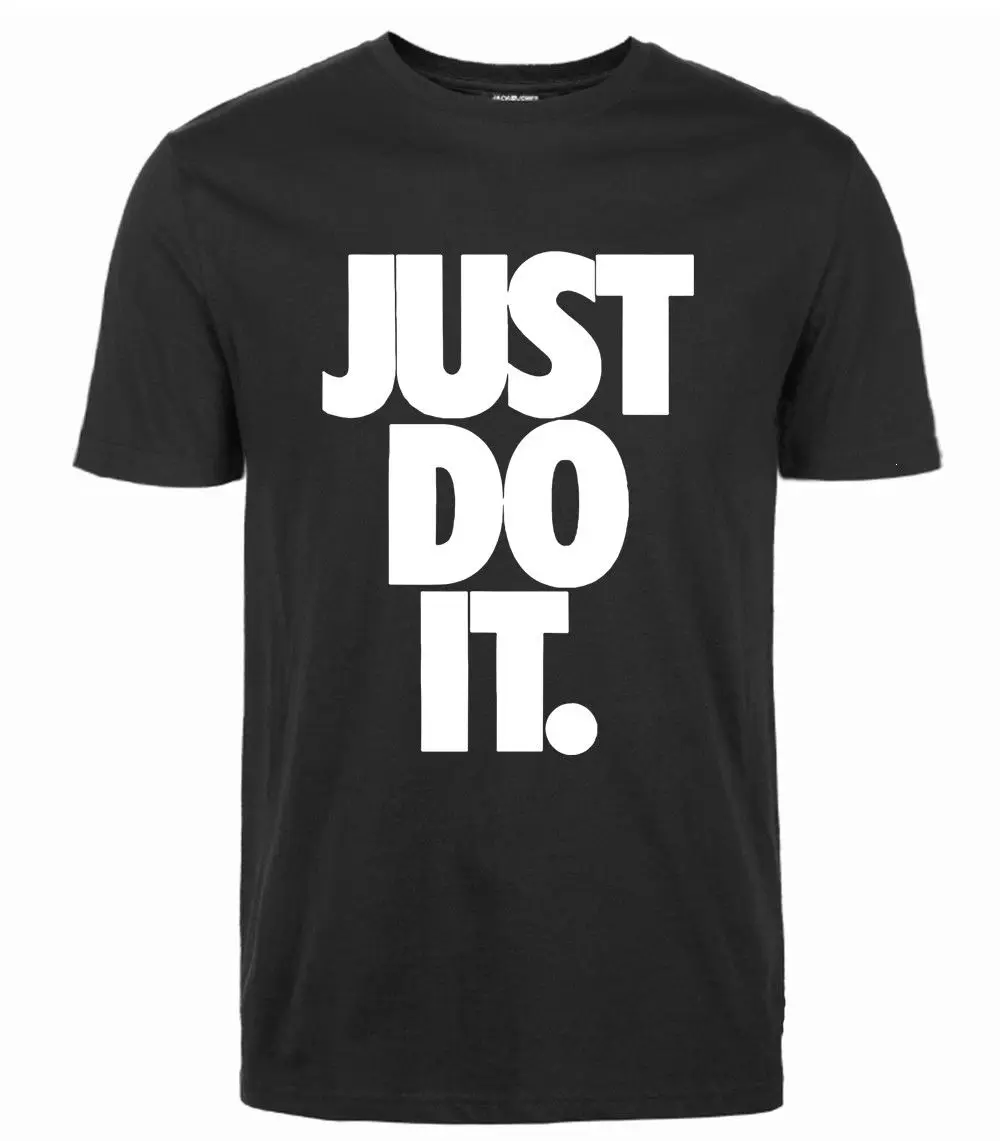 Для мужчин футболка Just Do It забавная Футболка с принтом Фитнес хип-хоп хлопок