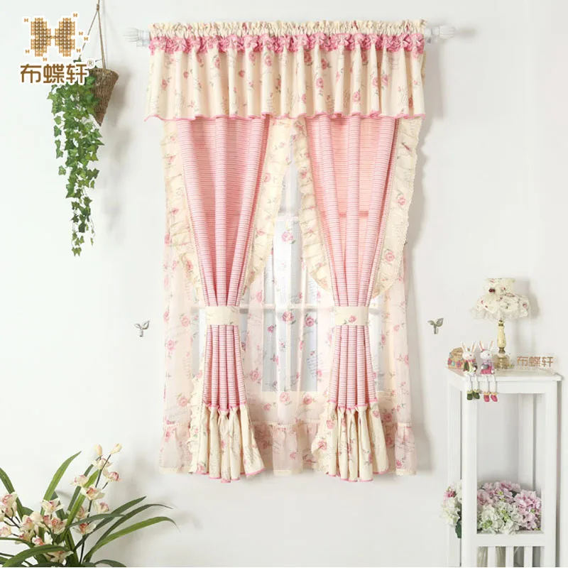 Cortina de cortina Rosa Floral para sala de estar, dormitorio, Princesa, cortinas con ventana, tratamiento para niños, cortinas de algodón